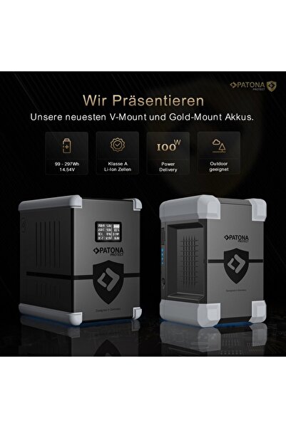 Patona Protecție baterie, baterie V-Mount V99-PD100, 99Wh, USB-C, USB-A D-Tap...