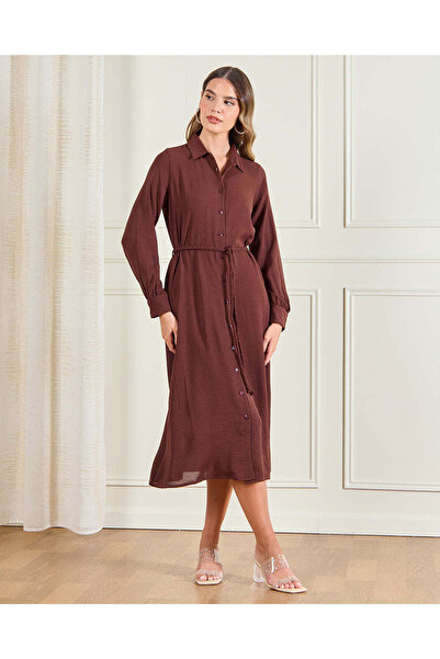 REDTAG Women Brown Collared Shirt Dress