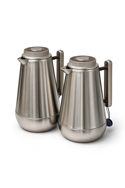 ALSAIF ✨ Lilia Thermos Set from Al Saif – Matte Silver and Wood (1.3L + 0.75L) for elegant everyday hospitality! ✨