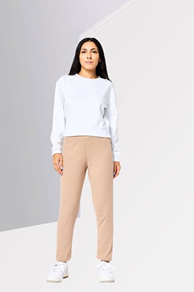 Calvin Klein Women Round Neck Long Sleeve Brand Logo Sweatshirt, White