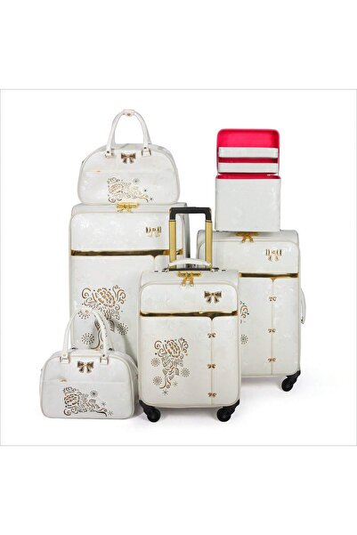 Prosperity Multicolor Choose Trolley Luggage Set 4 Wheels 6pcs Suitcase Set With Tote Bag For Wedding Usage