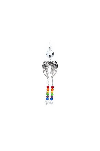 Mood Necklaces Aripioare de înger de cristal și șnur curcubeu -- 30 cm