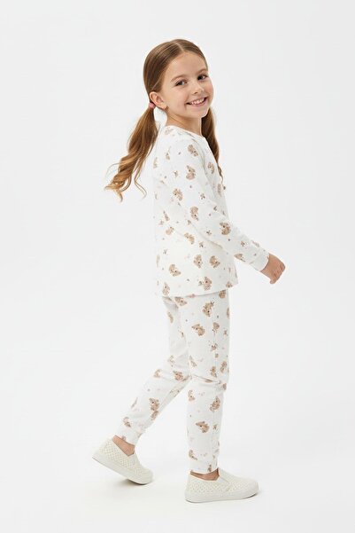 NEWKİDS Unisex Kids Koala Pattern Transitional Cotton Pajamas Set