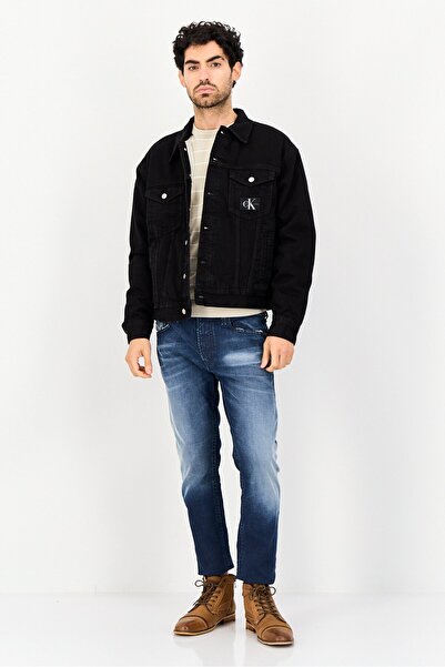 Calvin Klein Men Brand Logo Denim Jacket, Black