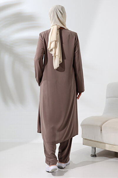 ihvan online Дамски комплект от две части Medina Silk Hajj Umrah Attire Modest - кремав