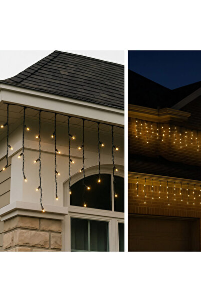 Merry Christmas Christmas Installation 12m Dove Type Fringe with 240 Warm White LEDs, Small Flash Bulb for Outdoor