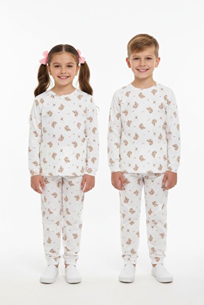 NEWKİDS Unisex Kids Koala Pattern Transitional Cotton Pajamas Set