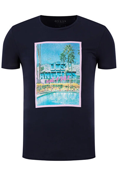 Guess Pool Party Tee Navy Slim Fit