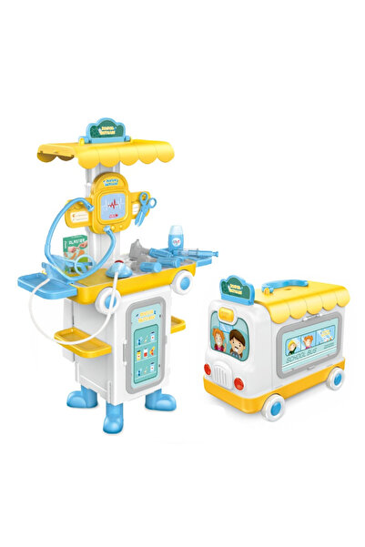 Hibobi Premium لعبة حافلة مدرسية 2 في 1 مع طقم طبيب للأطفال الصغار