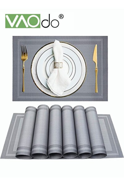 VAODO 6PCS Placemat High-quality PVC Material Heat Insulation Anti-oil Not Ea...