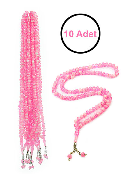 ihvan online 10 Pieces of 99-Beaded Prayer Beads 10mm Hajj Umrah Gift - Pink