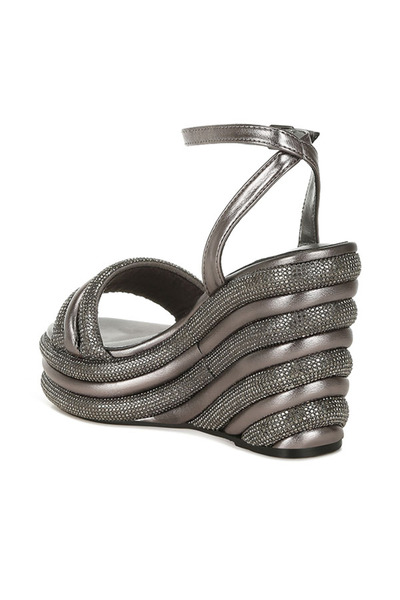 london Rag Women Rhinestone Studded Wedge Sandals in Pewter