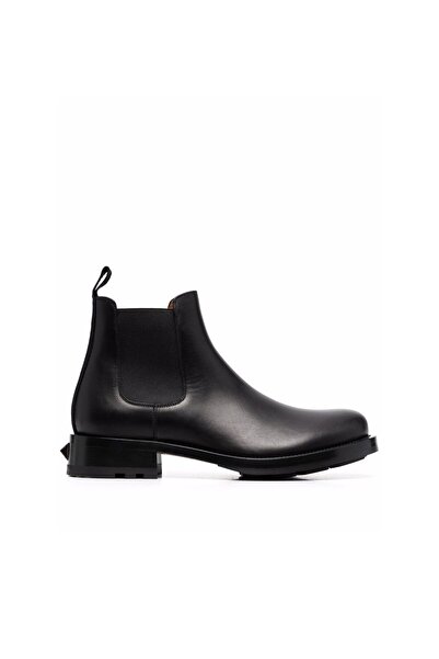 Valentino Garavani Komple Deri Metal Zımbalı Erkek Bot