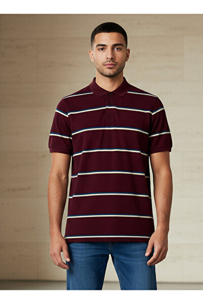 FAV تي شيرت بولو مخطط بأكمام قصيرة للرجال