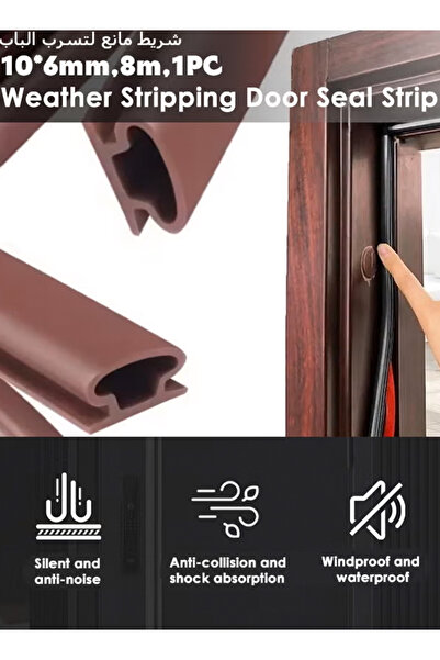 Generic Weather Stripping Door Seal Strip, SelfAdhesive Brown D Shape Silicone Door Weather Stripping (16M)