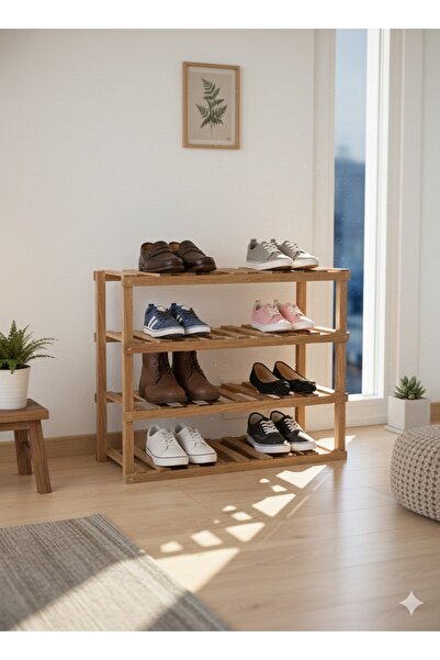 KARAS AHŞAP DOĞAL AHŞAP DEKORATİF AYAKKABILIK RAF