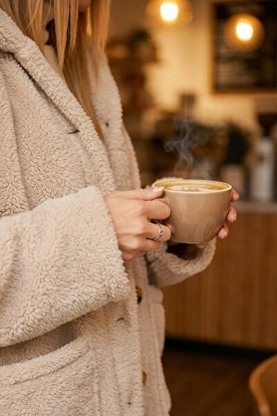 Mossta Winter Hooded Plush Coat – Beige Pocket Model