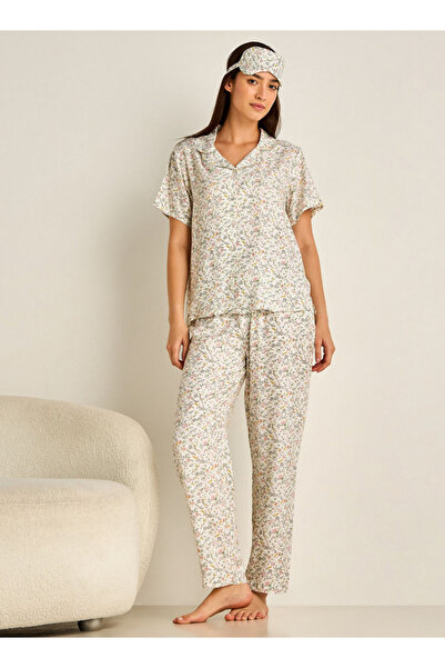 FAV Pyjama Set Button-Down Shirt & Trousers Viscose