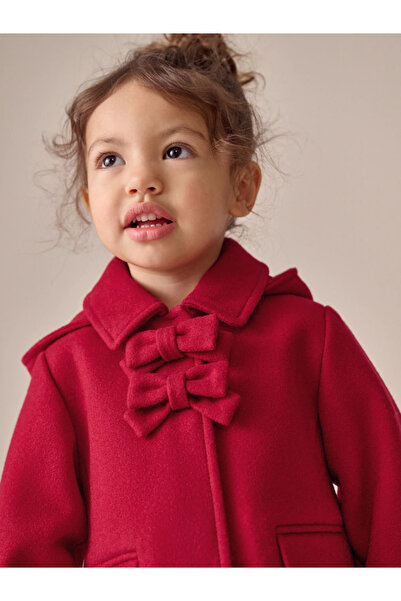 Next Baby Girl's Red - Wool Bow Detailed Hooded Coat/Coat Alyau6930