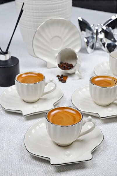 Elta Collection 6-Person Porcelain Turkish Coffee Cup Set – Oyster Patterned ...