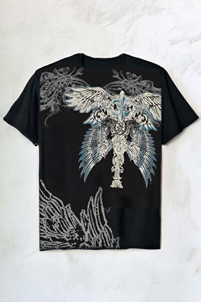 Karakedi Harajuku Gothic Wing Detailed Y2K Unisex Short Sleeve T-Shirt
