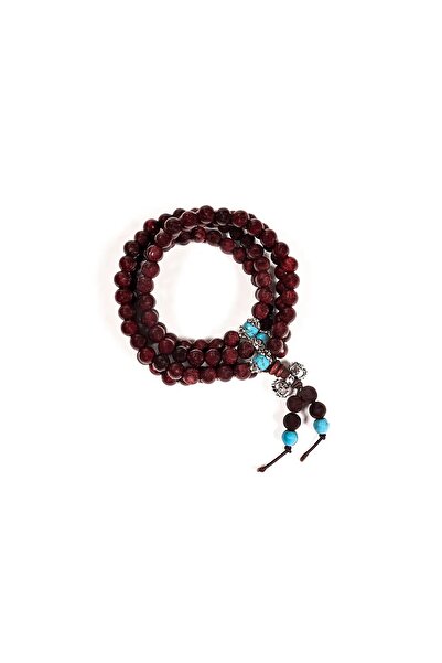 Bracelet Elastic wooden mala with decobeads and dorje -- 0.6 cm