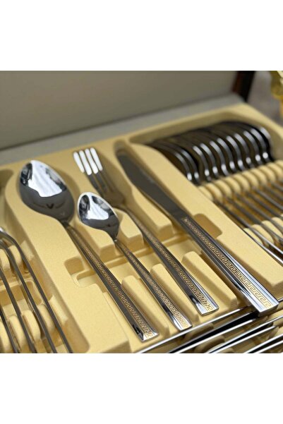 dealshopromania 72-piece Limited Edition LV 1005 Stainless Steel Cutlery Set Elegant Service for 12 People with Prem
