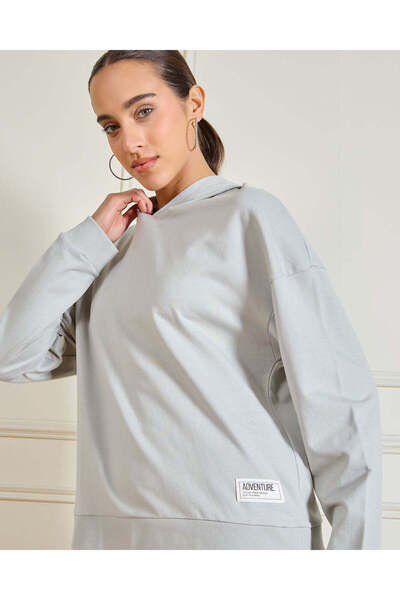 REDTAG Women Green Hooded Sweatshirt