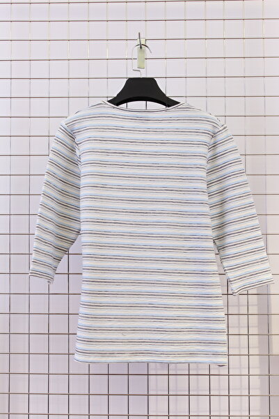 YXL COLLECTION Bluză pentru mamă, cu mâneci trei sferturi, din țesătură piqué, cu dungi, mărime mare