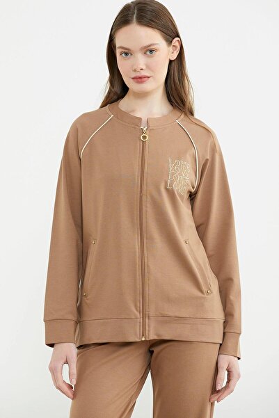 Sementa 76475 Love Embroidered Piped Detail Zipper Tracksuit Set