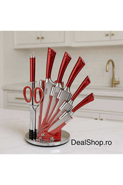 dealshopromania Set de cuțite rotative Royalty Line RL-KSS804 Roșu, 8 piese -...