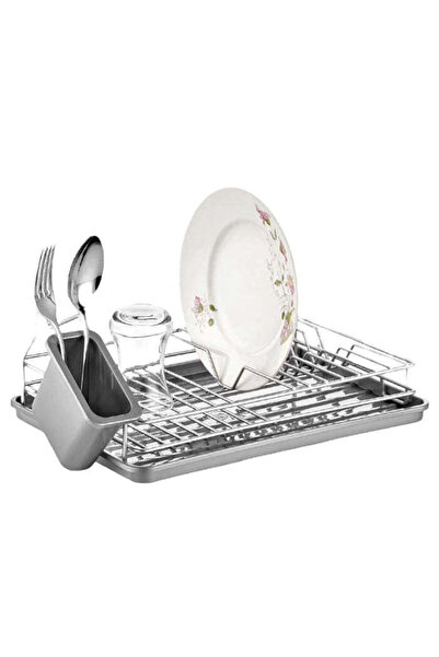 dealshopromania Chrome dish rack with tray and cutlery holder LZR-556