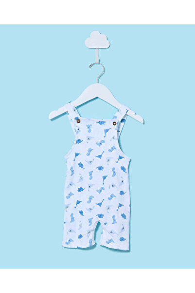 REDTAG Baby Blue And White Printed Dungaree Set (2 Piece)