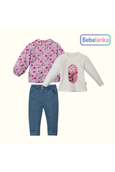 Necix's طقم ملابس بناتي للعيد بنقشة زهور يتكون من معطف واق من المطر وردي اللو...