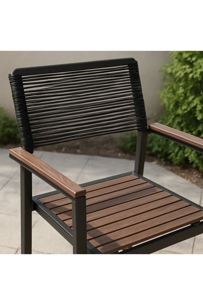 Ebticar Elegant Brown & Black Outdoor Tea Set – 2 Chairs & 1 Table