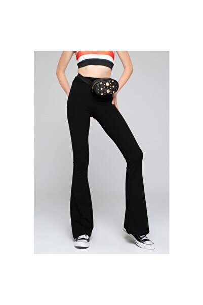 kleshus Дамски черни испански дънки с висока талия