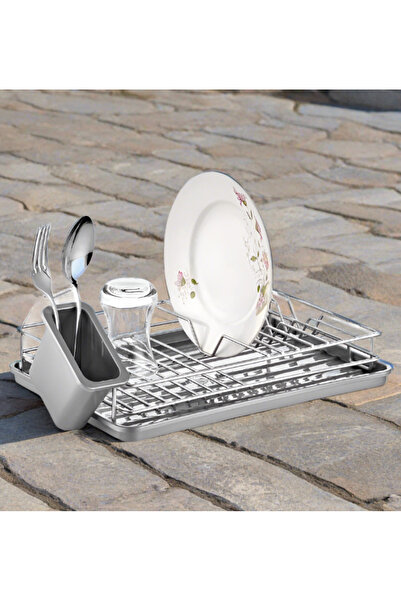 dealshopromania Chrome dish rack with tray and cutlery holder LZR-556