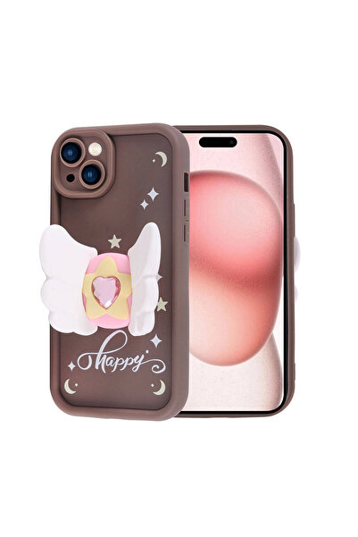 HTstore iPhone Compatible 15 Case Camera Protected Figure Designed Zore Kapya Cover