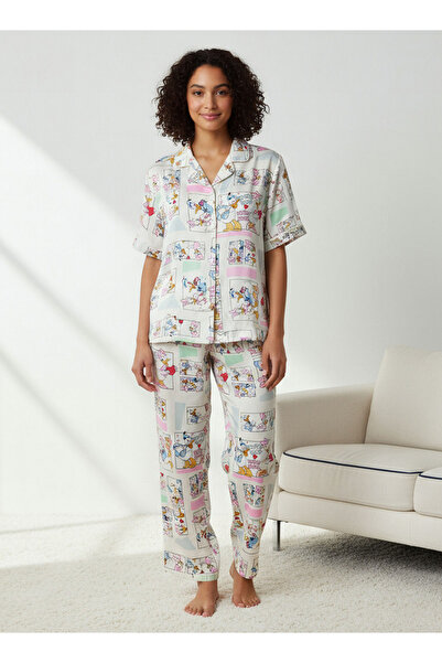 FAV طقم بيجاما (قميص وبنطال بأزرار) من الفيسكوز