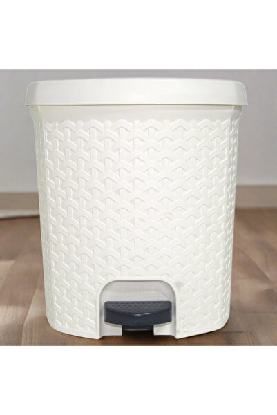 dealshopromania Rattan pedal bin white 18 liters