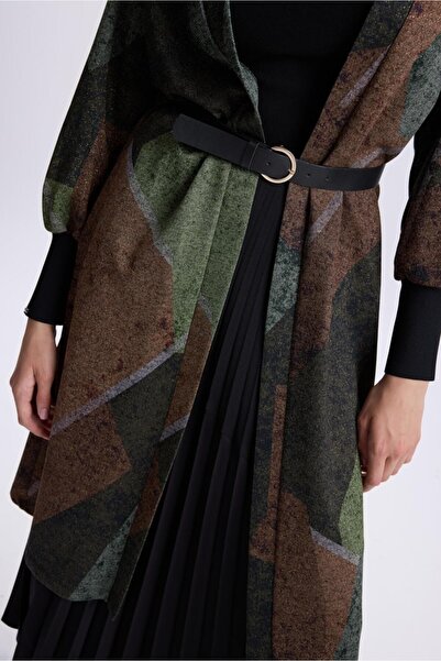 Zühre Patterned Belt Detail Cardigan Khaki 0007