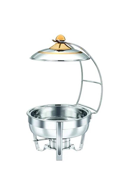 SAFA ✨ Stainless steel food warmer with hanging lid – 6-liter capacity for your large banquets in golden elegance ✨