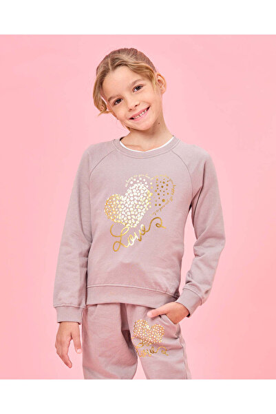 REDTAG Girls Beige Printed Sweatshirt