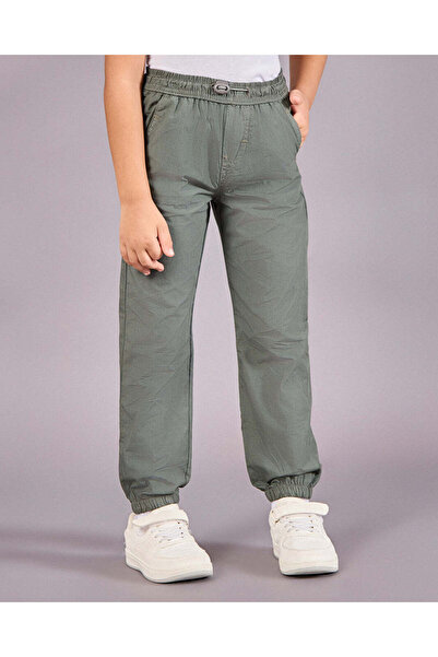 REDTAG Boys Green Poplin Jogger Trouser