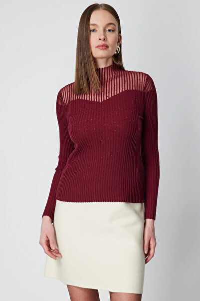 ON TRİKO Yakası Transparan Taşlı Triko Kazak 60340-26k