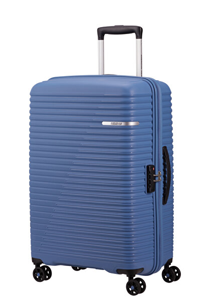 American Tourister LIFTOFF-901 Troller Medium Suitcase Coronet Blue-67/24 cm, 4 H-Spin wheels