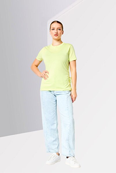 Karl Lagerfeld Women Crew Neck Short Sleeve Plain T-Shirt, Lime Green