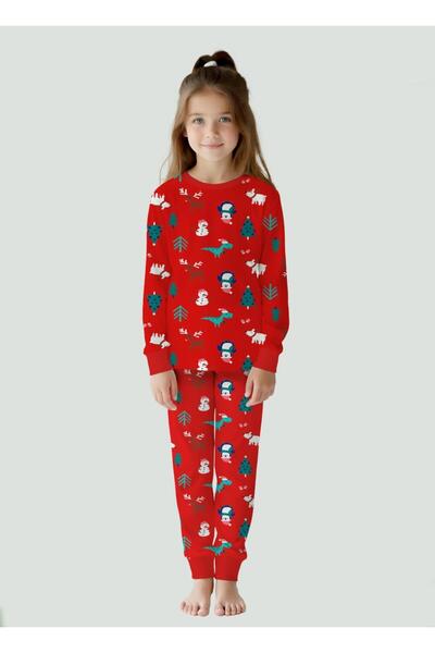 zahider 100% Cotton Boys and Girls Unisex Model Christmas Themed Pajama Set