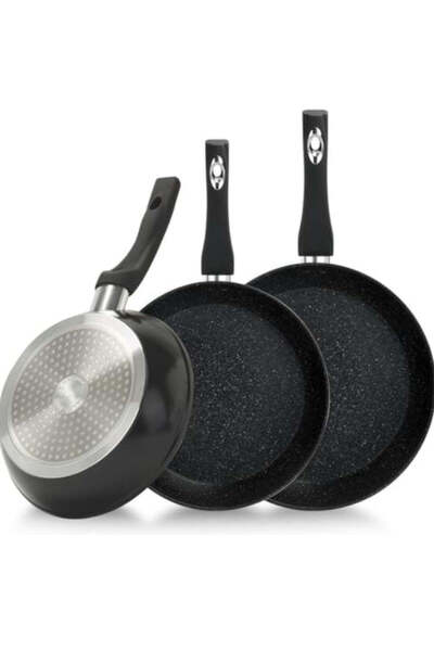 dealshopromania Set de 3 tigăi cu strat de marmură Royalty Line, negre RL-FM3...