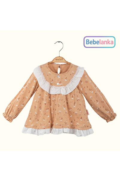 Necix's Girl's Holiday Ruffle Collar, Floral Print Long Sleeve Khaki Transiti...